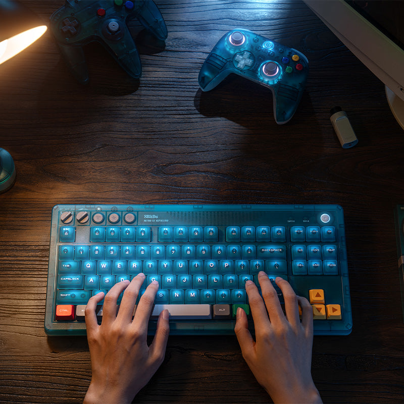 8BitDo Retro 87 Keyboard - Clear Blue